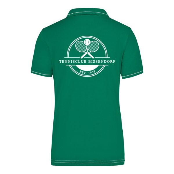 Rückendruck weiß - Ladies' Elastic Polo Miniaturansicht